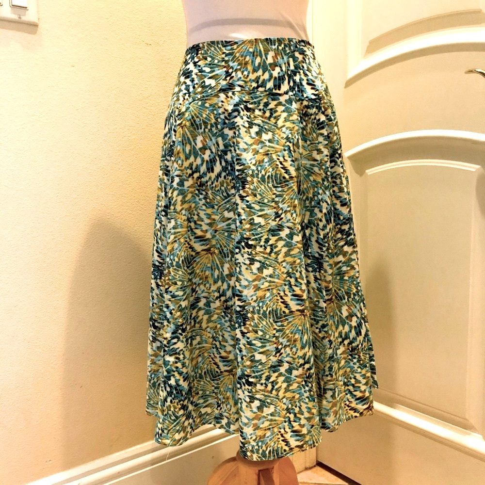 NWOT Jones wear turquoise print cotton lined skirt
